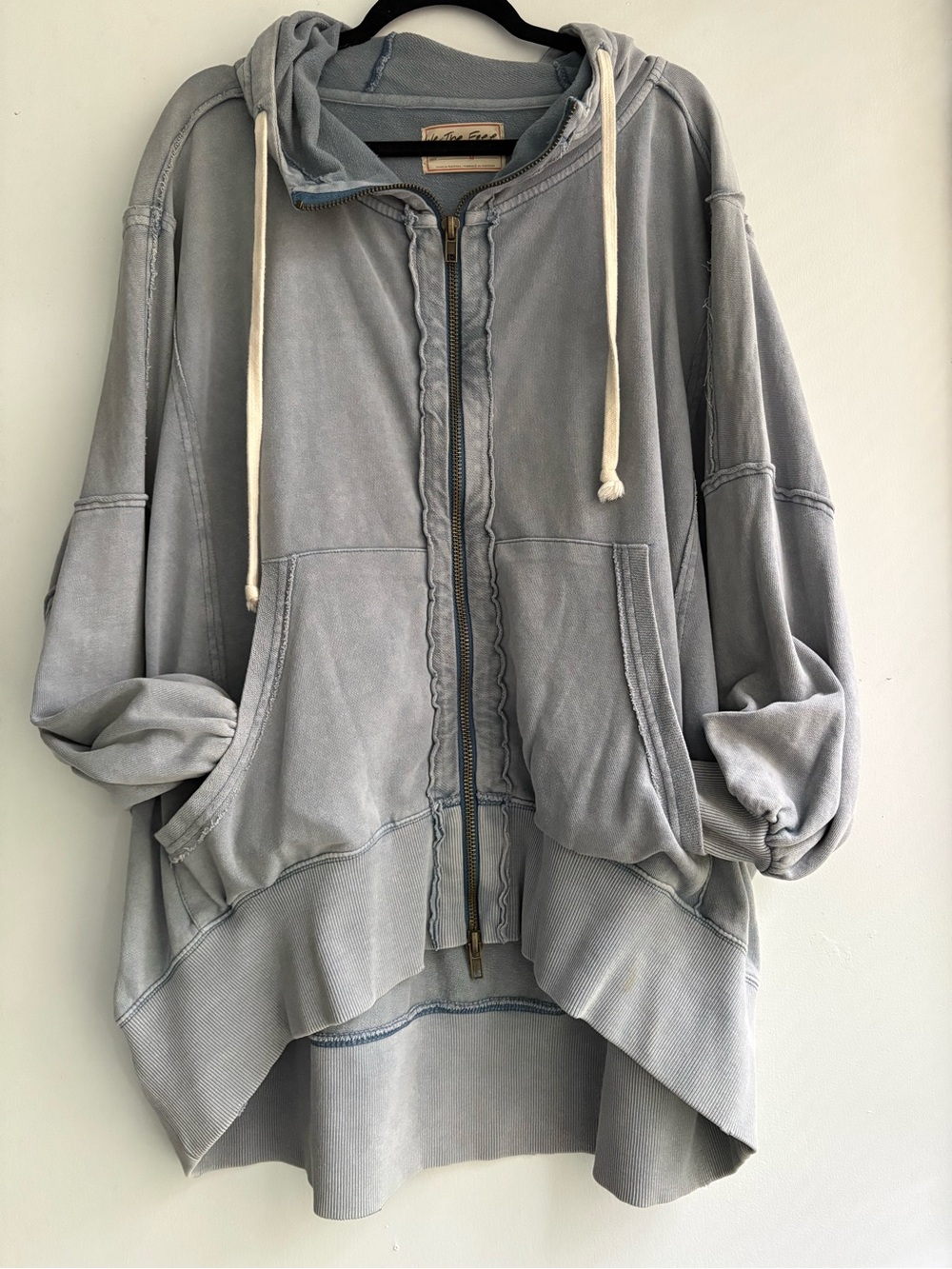 We The Free Camden Oversized Zip Hoodie in blue grey• medium